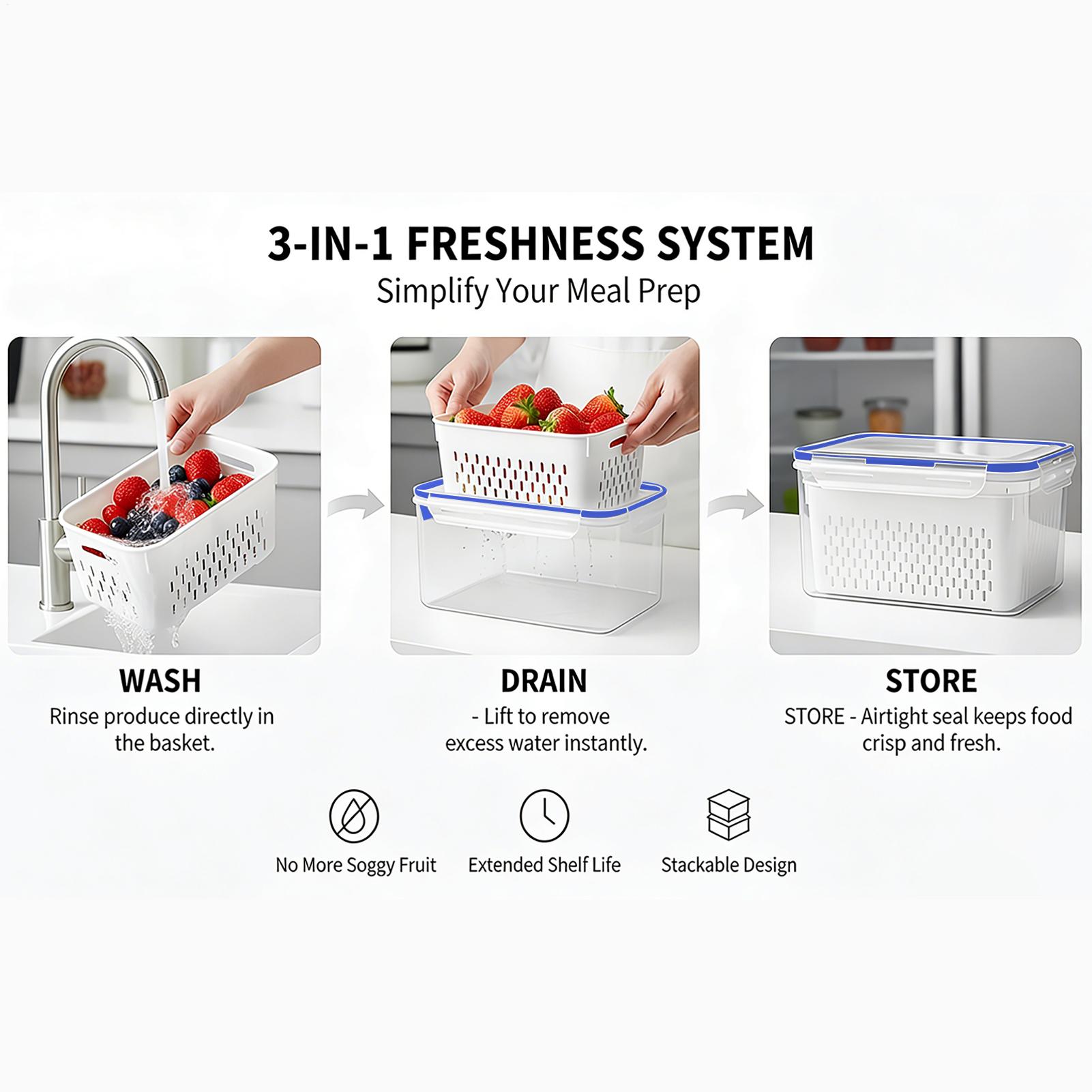 Food Storage Vegetables - 4'ü 1 Arada Gıda Saklama Kabı