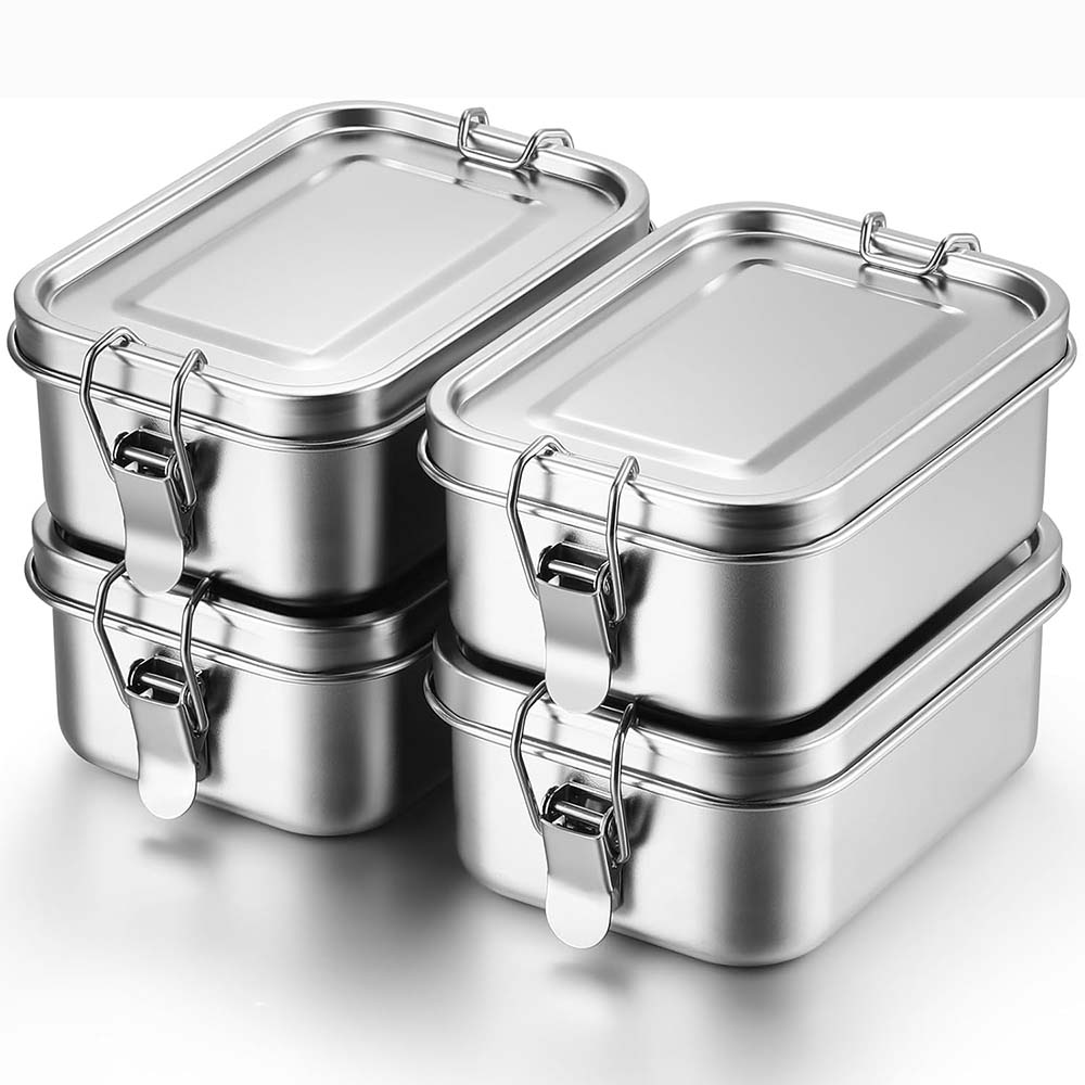 Food Storage Metal Box - 4 adet paslanmaz çelik Bento kutusu