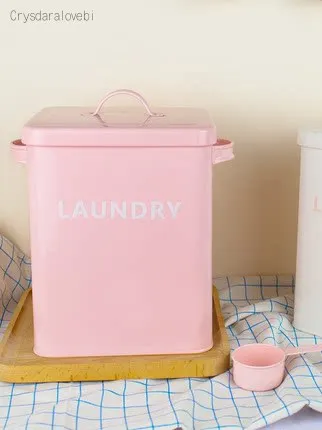 Food Storage Metal Box - Pembe Beyaz Mutfak Banyo Çamaşır Tozu