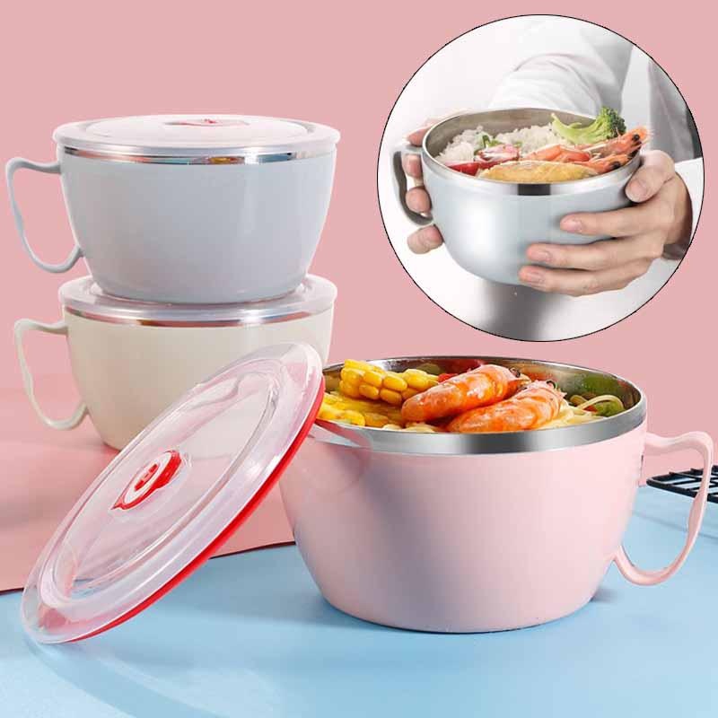 Food Storage Tupperware - Taşınabilir Paslanmaz Çelik Kapaklı Anında Erişte
