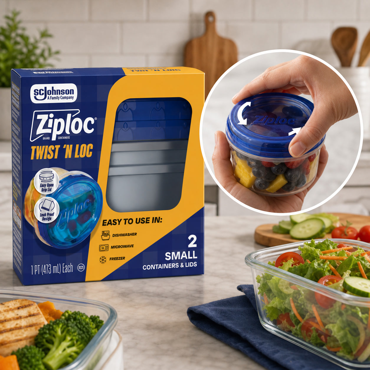 Food Storage Small - 2 adet Küçük Çevirmeli Kilitli Gıda