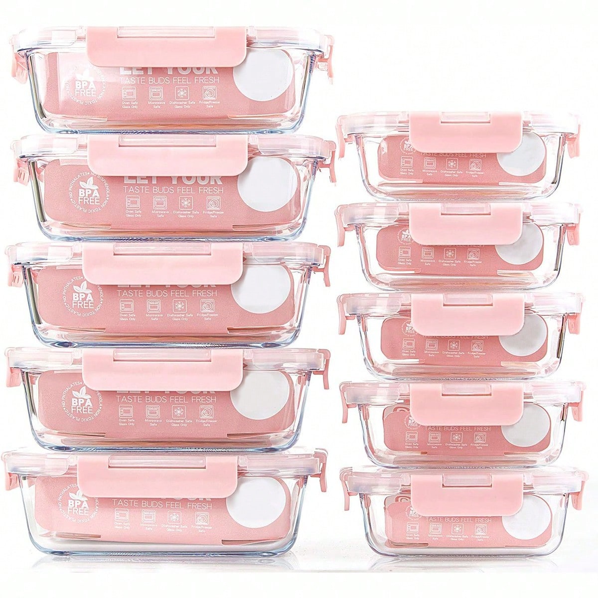 Food Storage Order - 10'lu Paket Cam Yemek Hazırlık Kapları,
