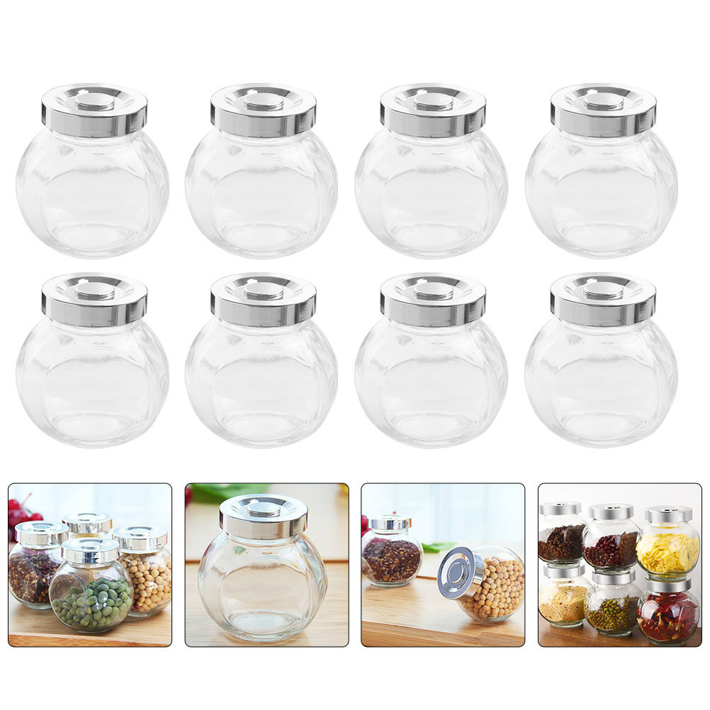 Food Storage Glass Jar - 8 Adet Hafif Taşınabilir Cam Saklama