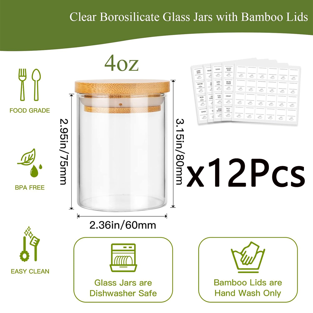 Bambu Kapaklı 4oz Cam Baharat  - Food Storage Jars With Wooden Lids incelemesi ve fiyatı